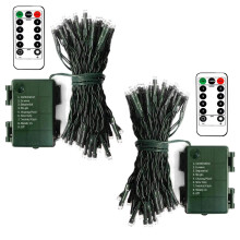 echosari 2 Pack Battery Operated Christmas Lights 5M Green Wire 50 LED Fairy String Light with Remote, Timer, 8 Modes, Dimmable for Indoor Outdoor Xm