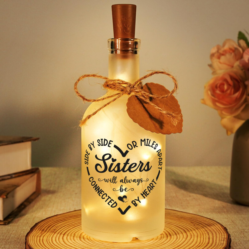 Sister Birthday Gifts, Sister Gifts Bottle Night Birthday Gift For Sister, Bestie, Best Friends, Friend Gift For Women, Sister Keepsake For Ch Light Einanmut