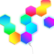 TECKNET Hexagon LED Lights,10 Pack RGB Gaming Hex Wall Light Panels Sync to Music,Smart Lights with APP & Remote & Wired Control for Room Bar Bedroom