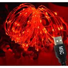 MSC - 16.5 ft / 5m - 50 Led's USB Powered LED 5m Red Coloured String Fairy Lights On Copper Cable with Light Effects, Ideal for Christmas, Xmas, Part