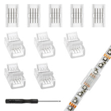 Aroidful 10Pcs 8mm 4 Pin LED Strip Connector, Strip to Strip RGB Connector for 8mm Wide Waterproof or Non-Waterproof SMD 5050/3528 RGB LED Strip Ligh