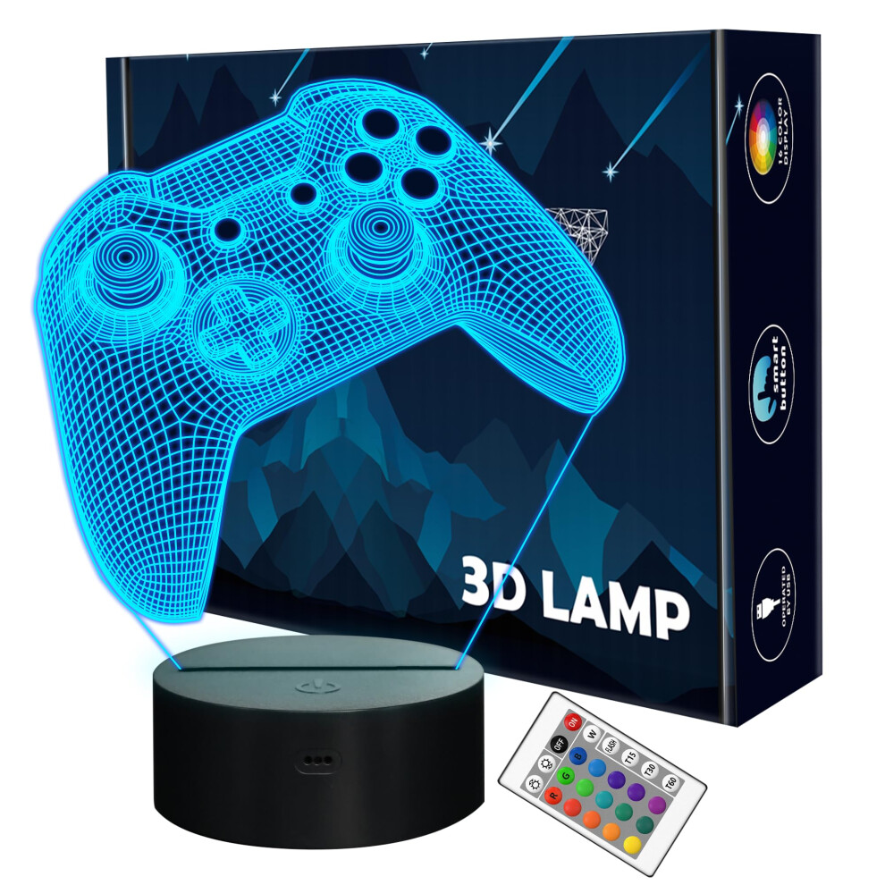 Zz 3D Gamepad Night Game Console Illusion Lamp With Remote + Touch 16 Color Flashing Changing + Timer Lamps Kids Room Decor Best Festival Light 71037868