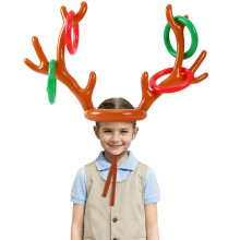 Christmas Games Eve Box Fillers Xmas Stocking Stuffers Party Toss Gadgets for Kids Adults,Inflatable Reindeer Antler Hat with Rings for Family Friend