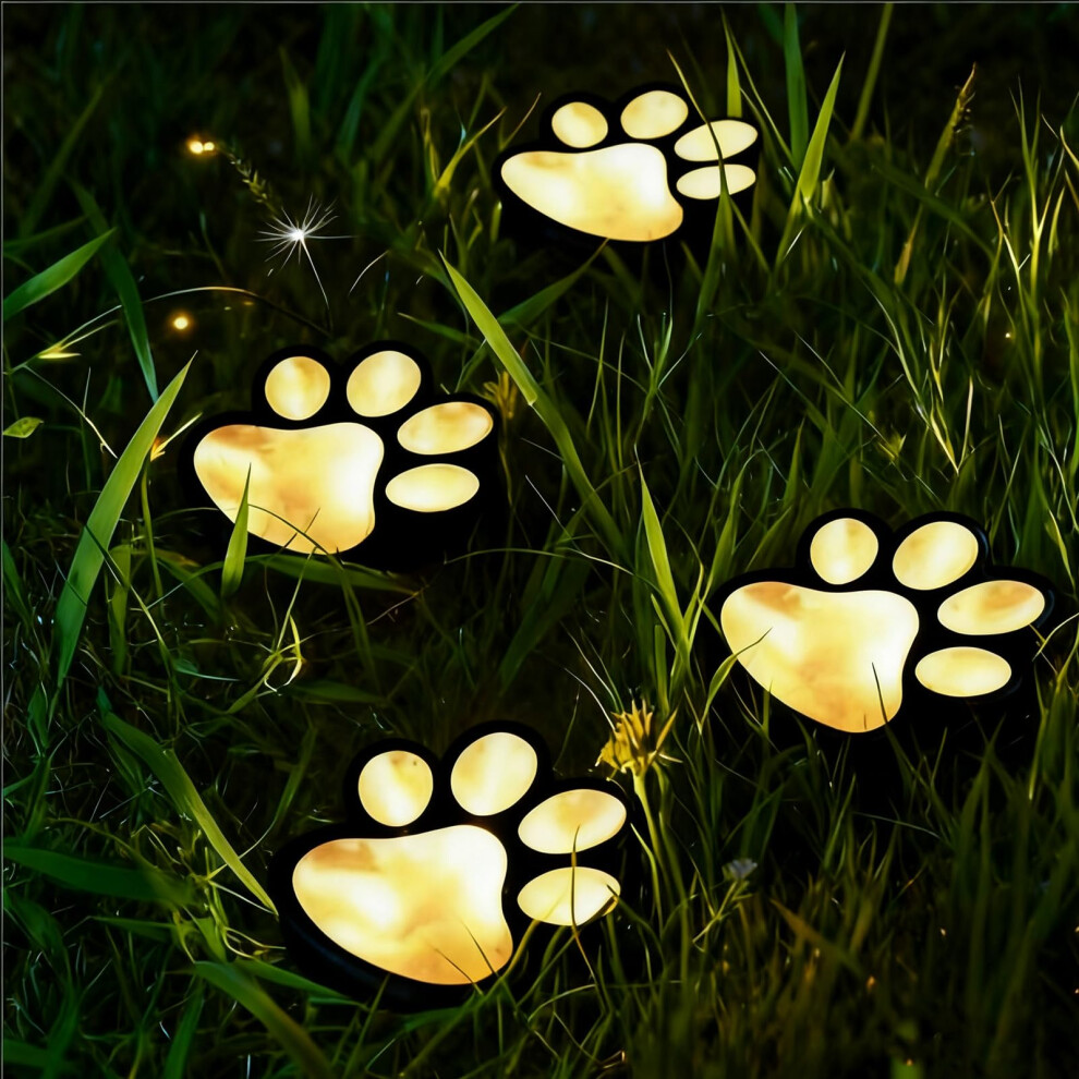 Xihxwl Solar Garden Lights Outdoor, 4 Pack Solar Powered Paw Print Lights Waterproof Pathway Stake Lights For Garden, Yard, Lawn, Patio, Walkway Deco 77138354