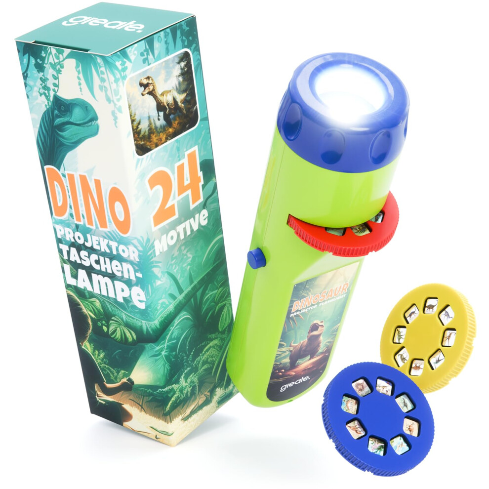 Greate Dinosaur Projector Torch - Projector Torches For Kids With 3 Discs & 24 Images - Kids Torch Projector, Dinosaur Torch 85104914