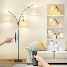 GOOGO Arc Floor Lamp Dimmable with 3 Lights, 4 Color Temperatures, Mod