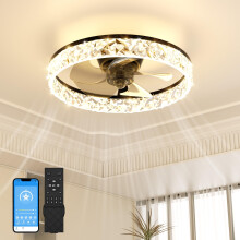 SUNKENET Ceiling Fans with Lights and Remote, 40cm LED Fan Ceiling Light, 3000K-6500K Dimmable Smart Ceiling Fan Light, 6 Wind Speeds & Reversible, M