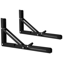 Black Triangle Folding Angle Bracket, Adjustable Wall Shelves,Mounted Table Shelves,Home Hardware,12 Inch,2Pcs