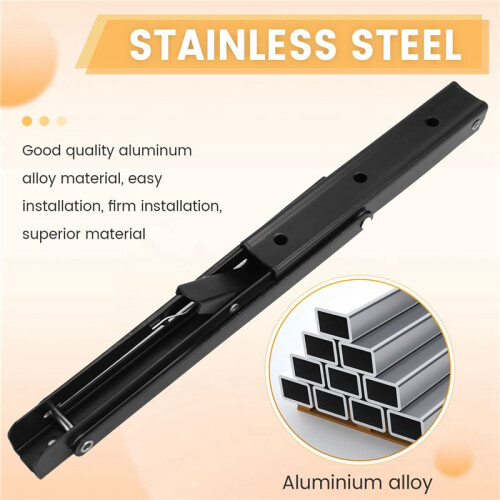 Black Triangle Folding Angle Bracket, Adjustable Wall Shelves,Mounted Table Shelves,Home Hardware,12 Inch,2Pcs 2