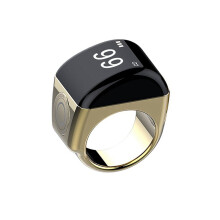 Zinc Alloy Ring+Charging Box Waterproof Digital Counter APP Controlled Display 5 Prayer Reminders Gold,18mm