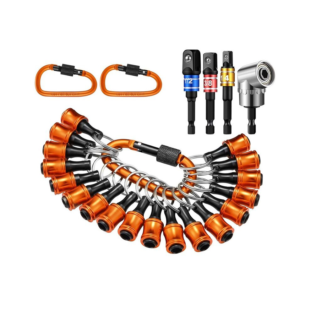 18Pcs Drill Bit Holder Keychains,3Pcs 1/4 3/8 1/2Inch Socket Portable Hex Shank Screwdriver Bit Holder Drill Attachment 6033609222478