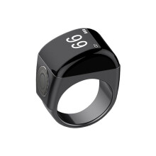 Zinc Alloy  Ring+Charging Box Waterproof Digital Counter APP Controlled Display 5 Prayer  Reminders Black,22mm