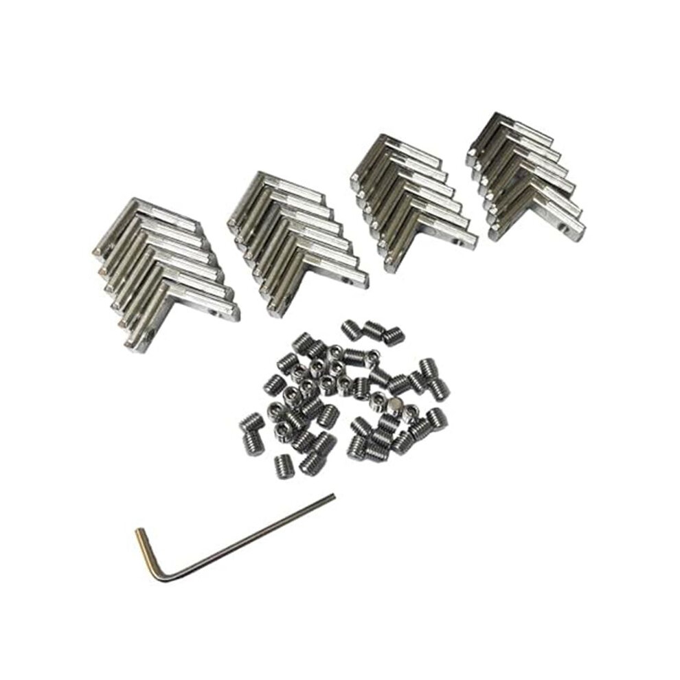 24Pcs 2020 Series L-Shape Interior Inside Corner Connector Joint Bracket With Screws Silver 6033906240731