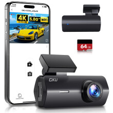 GKU 4K Dash Cam,Dash Cam Front with UHD 2160P, 5.8GHz WiFi DashCam,24H Parking Monitor,Night Vision,WDR,170 Wide Angle,Loop Recording,G-Sensor,DashC
