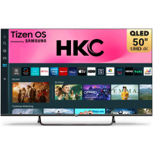 HKC 50 inch 4K QLED Smart TV, Tizen OS UHD Central Stand Design Television with AppleTV+ Netflix Freeview Gaming Hub, MEMC HDR10 Ideal Large Screen f