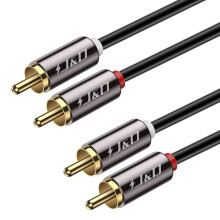 J&D 2RCA Stereo Audio Cable, Gold-Plated Copper Shell 2 RCA Male to Male Subwoofer Cable for Amplifier, Active Speaker, Home Theater, HDTV, Car Stere