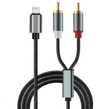 RUIZHI RCA Aux Cable for iPhone, 2-Male RCA to IOS Adapter, iPhone to Aux Cable, Audio Stereo Aux Cord Compatible with iPhone iPad iPod Touch for Hom