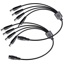 ANLINK 2 Pack Black 1 Female to 4 Male 5.5mm*2.1mm DC Power Splitter Cable, 1 to 4 Way DC Power Output Y Adapter Cable Cord for CCTV Cameras Router L