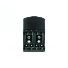 STATUS Battery Charger Black | Universal Battery Charger AA, AAA and 9V | Charges up to 4 Batteries | SBCB1PKB6