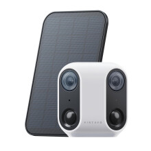 virtavo XM1, Security Camera Outdoor Wireless, Dual-Lens Ultra-Wide 160 Panoramic View, Solar Powered, Starlight Colour Night Vision, PIR Motion Sen