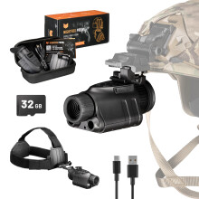 Night Vision Monocular - Nightfox Prowl, HD Recording, 32GB, 1x Magnification, Head Mounted, 54 Wide FOV, Dual IR 850 & 940nm, Airsoft NVG for Helme
