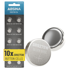 ABSINA 10x SR927SW watch battery 1.55V silver oxide - 395 watch battery 399 / AG7 - leakproof & long-lasting LR927 button cell batteries, LR927 batte