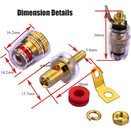 RUNCCI-YUN 8PCS Speaker Terminal Binding Post Banana Plug Socket Connector 4mm banana socket 1