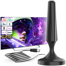Indoor TV Aerial, Magnetic Base, 360 Signal Reception Indoor TV Aerials with Strong Signal UK, Supports 8K 4K 1080P, Digital Aerial for All TVs, TV