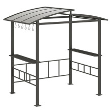 Tonnelle de barbecue - HELLOSHOP26 - 248x150x232 cm - Toit polycarbonate anti-UV - Double niveau - Structure métal noire