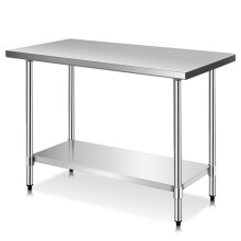 Table de travail inox - HELLOSHOP26 - 122 x 61 x 90 cm - Haute capacité - Étagère réglable - 150 kg