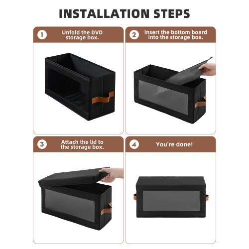 Coorganisers 4 Packs DVD Storage Box with Visible 2