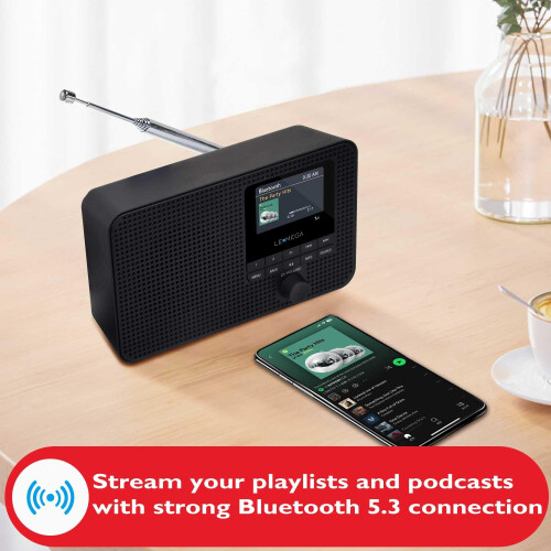 LEMEGA IR1 Portable Internet Radio with DAB,Podcast Player,Bluetooth,Black 1