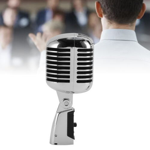 Vintage Dynamic Microphone Zinc Alloy 600Ω Silver