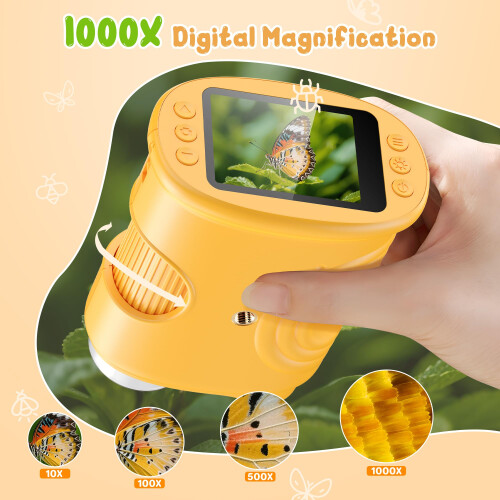 1000X Handheld Digital Microscope for Kids Portable Miniscope with 20 IPS S 2