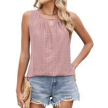 Womens Tank Tops Casual Sleeveless Tops Keyhole Neck Summer Tops Flowy Clothes Outfits Skin Powder XL