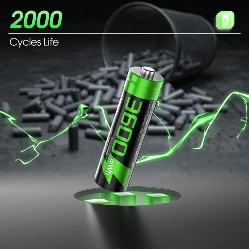 Dregin Lithium AA Rechargeable Batteries 12 Pack w 2
