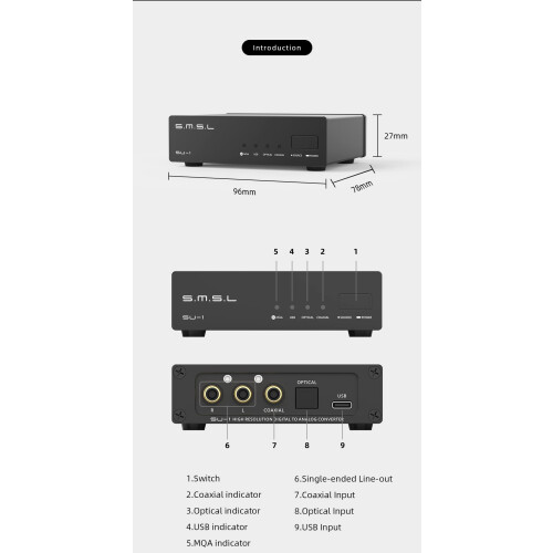 S.M.S.L SU-1 MQA MQA-CD Audio Decoder AK4493S XU31 2