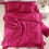 (Wine Red, Queen) 4pc Satin Comfortable Silk Fitted Sheet Bed Flat Sheet Bedding Set Case Pillow 1