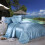 (Light Blue, Queen) 4pc Satin Comfortable Silk Fitted Sheet Bed Flat Sheet Bedding Set Case Pillow 1