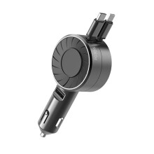 PD30W Retractable Car Charger, 3 in 1 Fast Car Charger, 2 Retractable Cables Car Charger Adapter