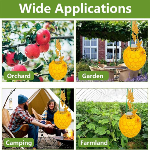2-Pack Solar Wespenval Buiten Hangend, Upgrade LED-Licht Bijenvallen Vanger, Wespen Insectendoder 2