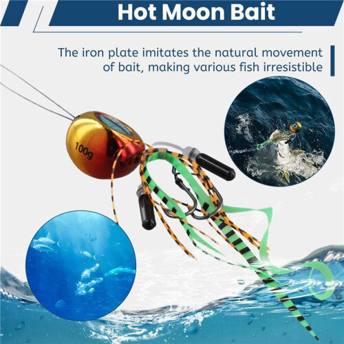 Heißer Mondköder, Runder Mondköder, Langsames Schütteln, Eisenplatte, Blei, Kieselgel, Schwanzdraht, Meeresangeln, Luya-Köder, Schlangenfisch, 2