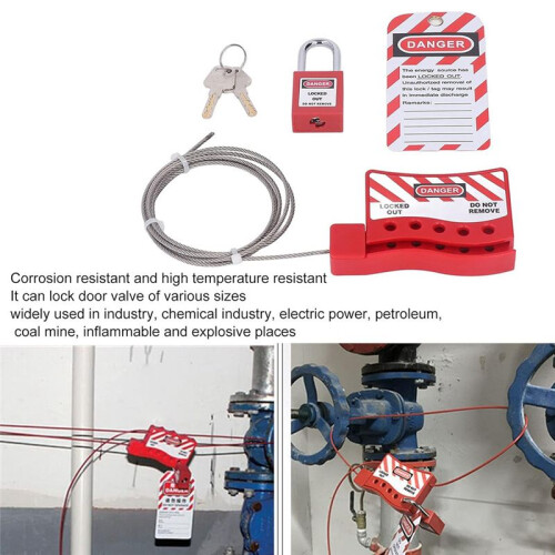 Lockout Tagout Cable Lock Resistant-Temperature, Handled Door Valve  Locks Electrical Plug Lockout Device 2