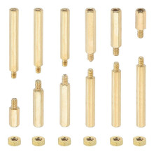 M2+3mm Steunschroeven, 240 Stuks Mannelijke Naar Vrouwelijke Zeskant Messing Steunring Schroefmoer Combo Kit, Goud