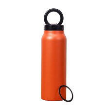 Botella de Agua de Acero Inoxidable Aislada con Soporte Magnético para Teléfono para Deportes Al Aire Libre, Termo de Doble Capa Naranja