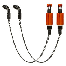 2pcs Bite Alarms Carp Fishing Hangers Bobbins Swingers Indicators Fishing Alarm Swinger Steel Chain Bite Alarm Red