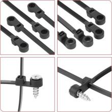12 Inch Cable Ties (100 Pack) Zip Ties with Screw Mounting Hole 120 Lb Strength + 100 Screws for Wire Management