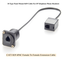 XLR Panel/D-Type Panel Mount Cat.3 RJ11/RJ9 4p4c Cable CAT3 RJ9 Female-to-Female Telephone Through Jack