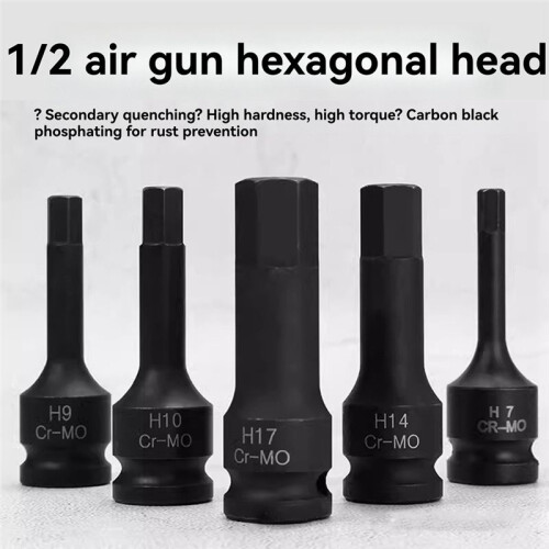 1/2Inch Impact Hex Socket Drill Bit 12.5mm H5-H19 Hex Key Wrench Socket Bit Impact Wrench Socket Adapter 2