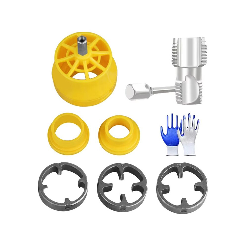 Plastic Pipe Tap Die Set With 3 Dies 1/2 3/4 1Inch Pipe Threader Plumbing Tool Pipe Thread Electric Drill Compatible 6032328717708